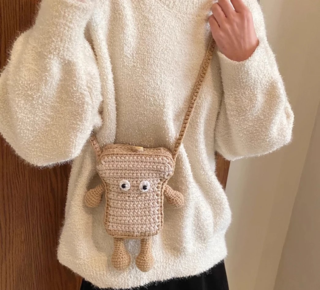 

2025 New Niche Shoulder Crossbody Bag Mobile Phone Bag Cute Wool Woven Bag Doll Bag Children’s Coin Purse