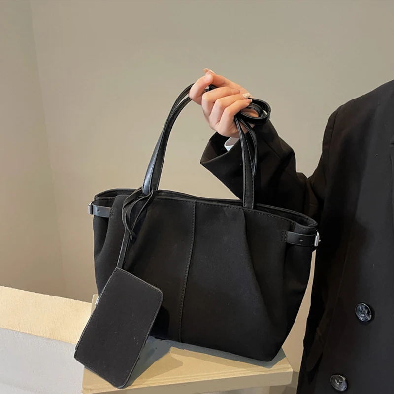 Sacs à bandoulière en daim pour femmes, grands fourre-tout légers sous les bras, sac à main de shopping décontracté, sacs seau de voyage de couleur unie