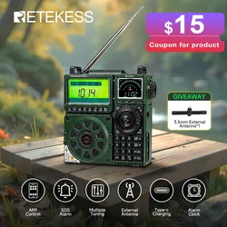 RETEKESS TR113 Portable Radio Flagship Fever Receiver Full Band Ham Radio Amateur Shortwave Antenna Bluetooth Radios VHF UHF SSB