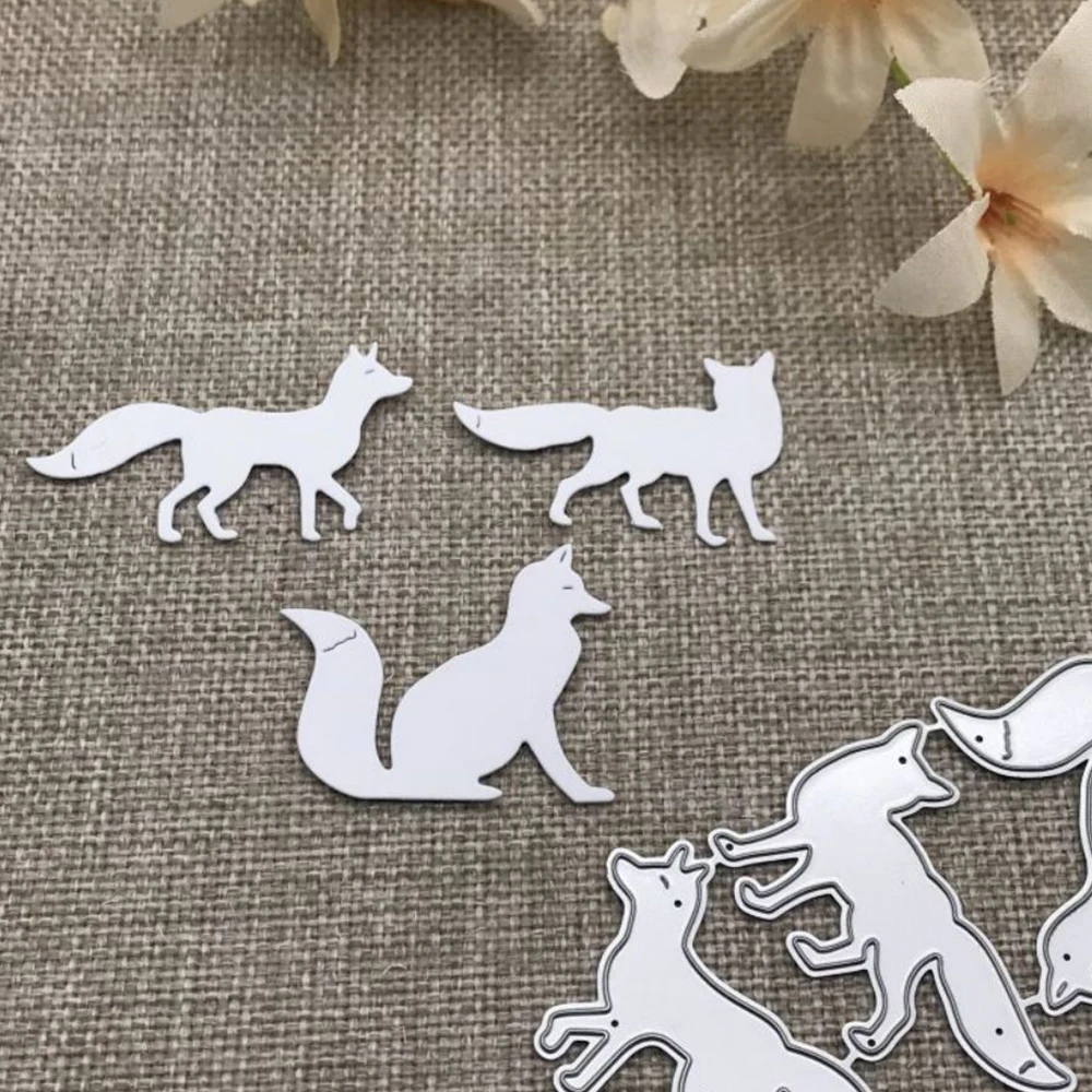 3Pcs Fox decoration Metal Cutting Dies Stencils Die Cut for DIY Scrapbooking Album Paper Card Embossing