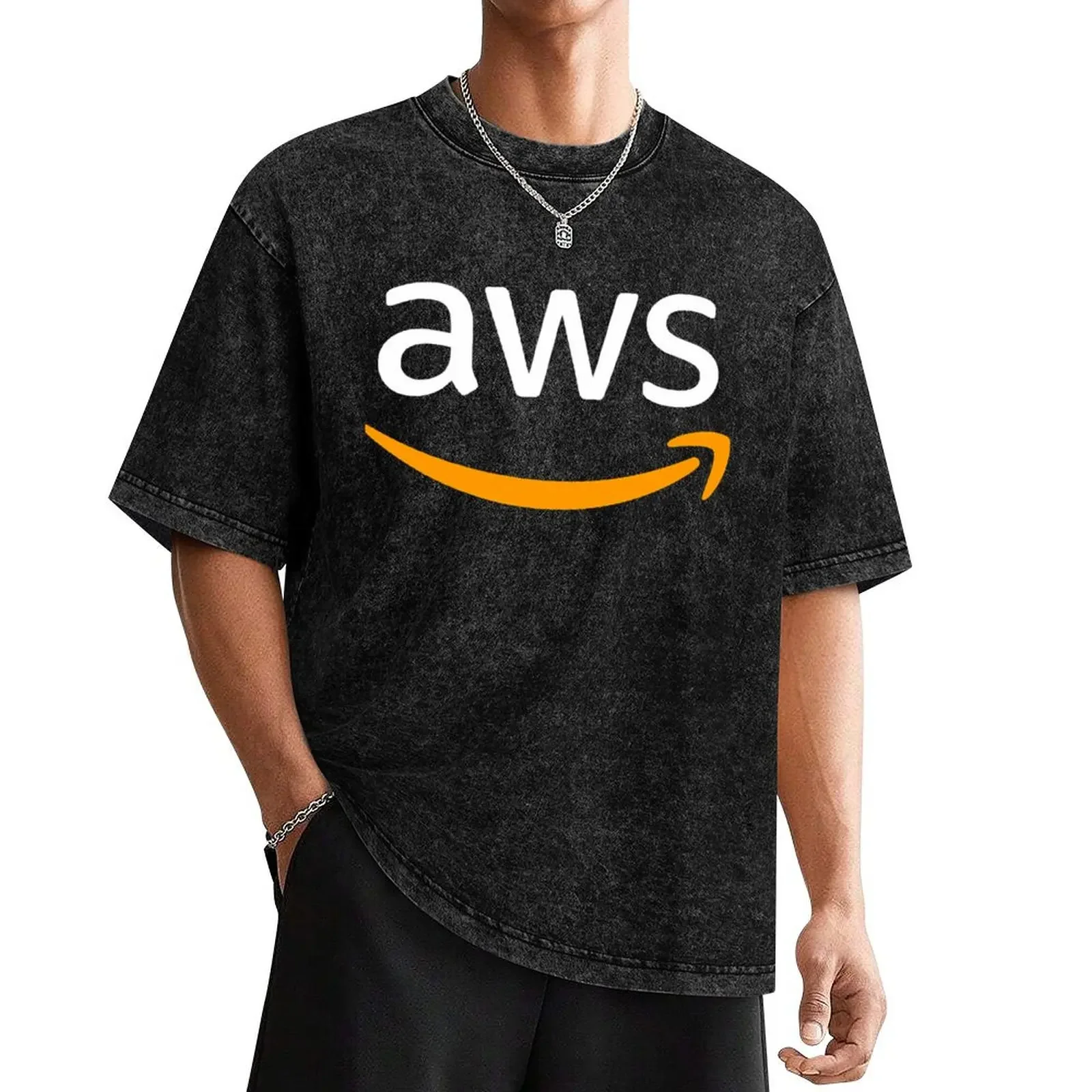 AWS logo (Amazon Web Services logo) T-Shirt anime clothes cotton graphic tees anime customs design your own mens workout shirts