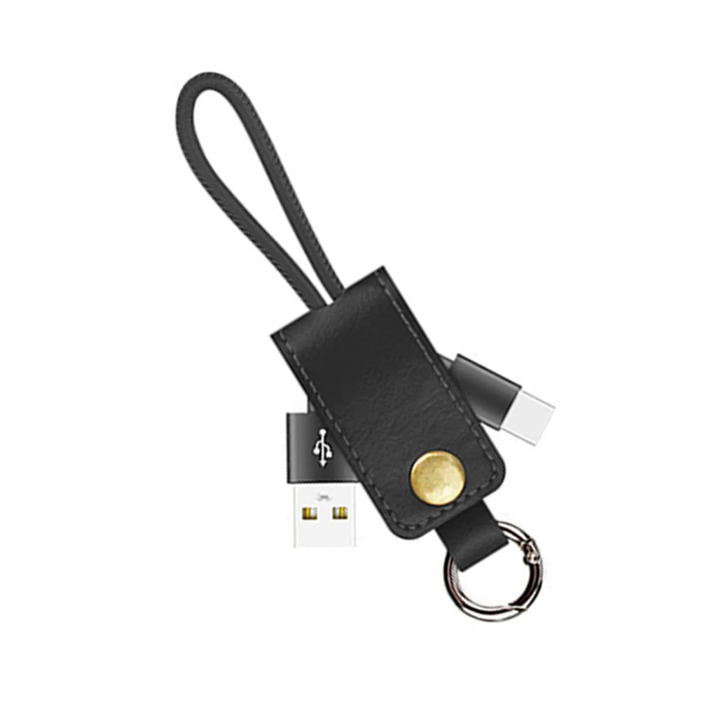 

Type C Keychain Cable for Fast Charging and Data Transfer Key Ring with Metal Button Compact Wearable Compatible
