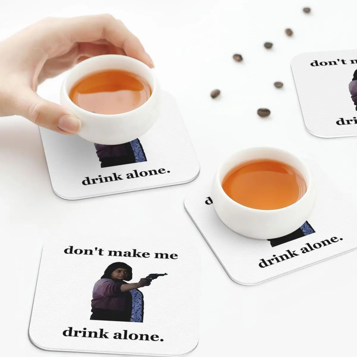 

Don't Make Me Drink Alone 2 Coasters Leather Placemats Insulation Coffee Mats For Home Kitchen Dining Pads Set of 4