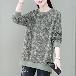 2023 New Spring and Autumn Fashion Trend Round Neck Letter Printing Casual Loose Long Sleeve Reduced Age Simple Oversize Sweater