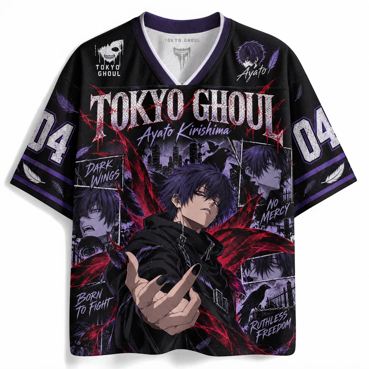 Trendy Anime Theme Graphic Print V Neck Shirt Unisex Football Jersey Fashion Graphic Tee For Weekend Casual Hip Hop Outfit