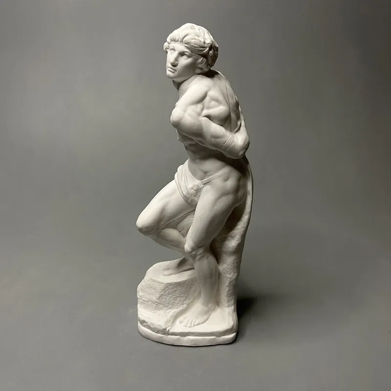 Michelangelo Neu Geschnitzte Gips-Skulptur Rebellen-Sklave Schreibtisch-Ornamente Kunst Dekorative Wohnaccessoires Vintage Wohndekor – Detail 2