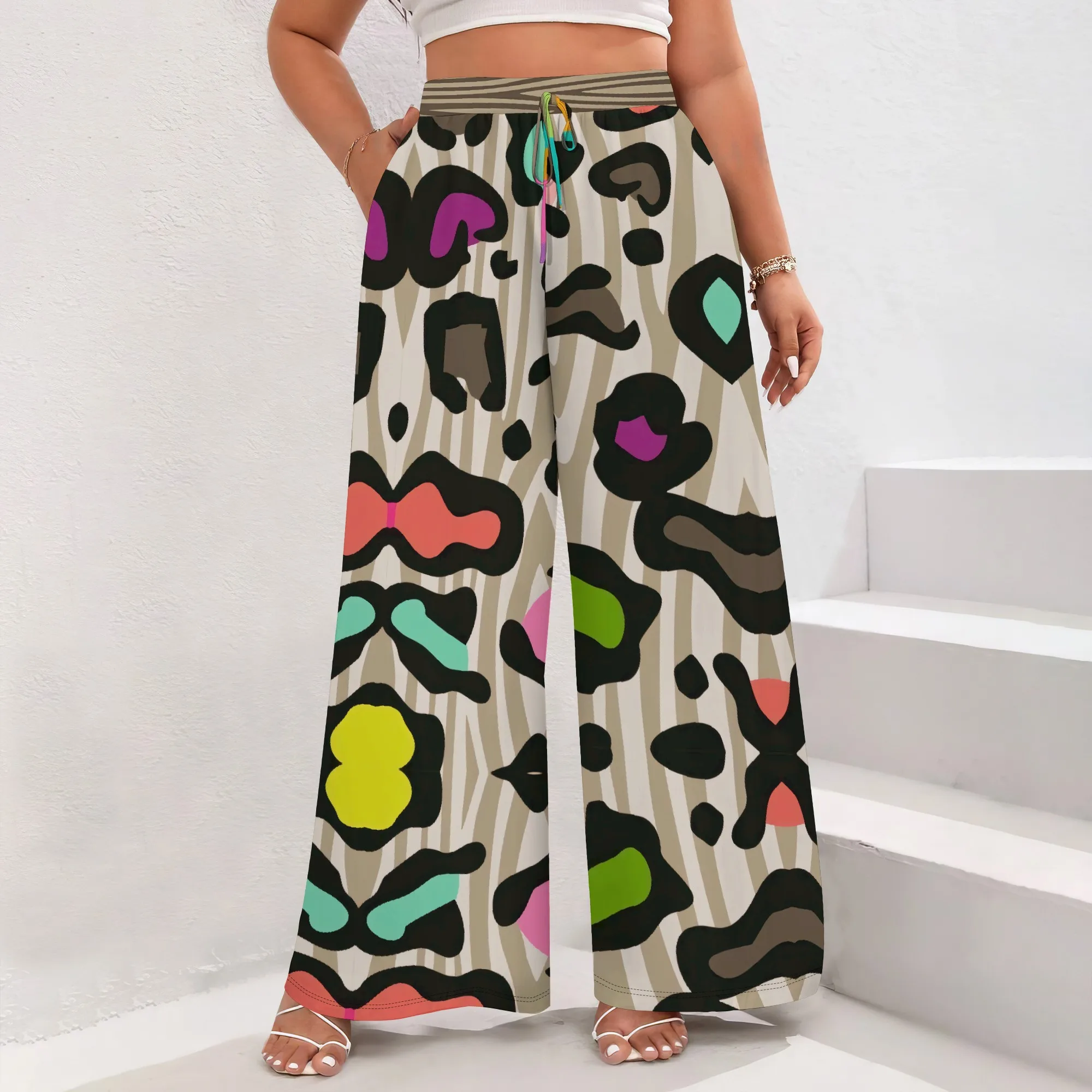 

Women's Teal High-Waist Tapered Pants Polyester Outdoor Vibrant