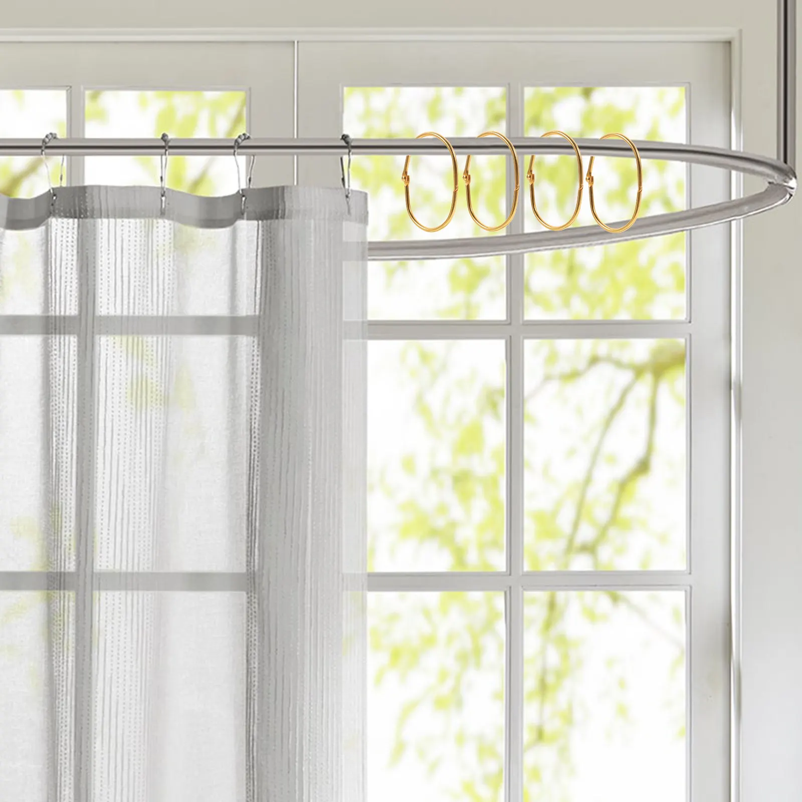 

20Pcs Premium Iron Shower Curtain Rings Thick Oval Metal Hanging Hooks Glide Easily on Rod Suitable for All Styles Bathroom
