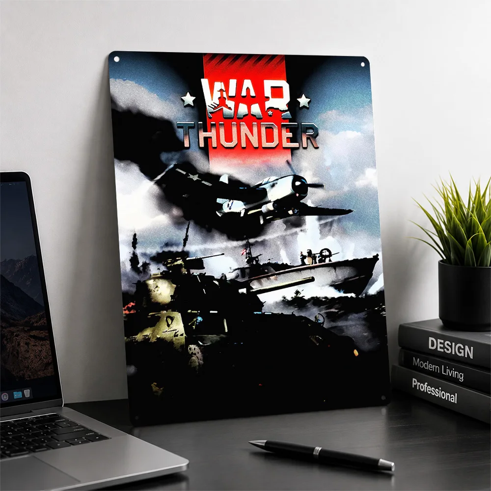 War Thunder Game Personalized 3D Textured Metal Poster Wall Art Tinplate Sign for Living Room Decorations House Decoration Home