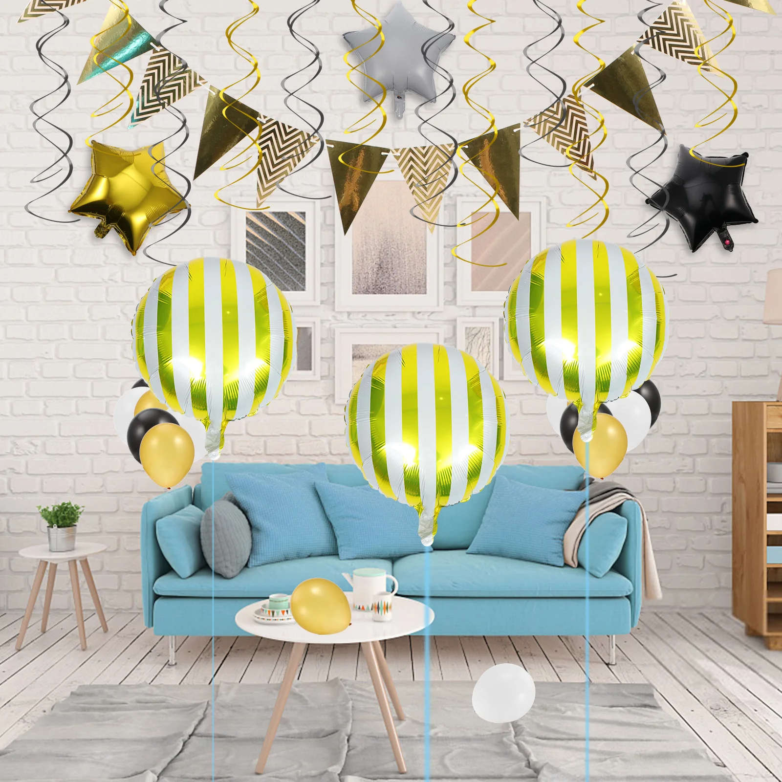 

10Pcs Candy Color Striped Aluminum Film Balloons Birthday Party Decor Round Foil Balloon Scene Decoration Supplies