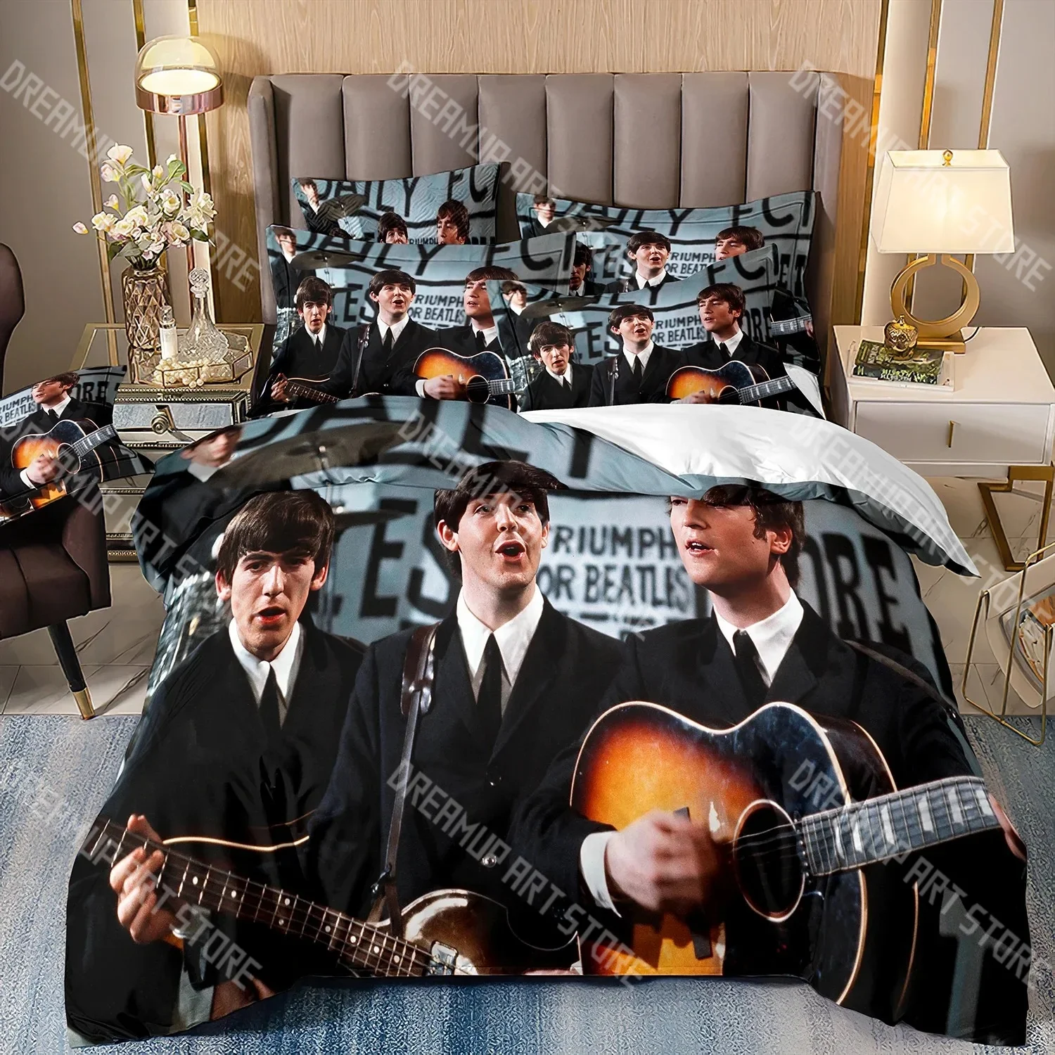 3D Printed The B-Beatles Bedding Set for Boys Girls Duvet Cover And Pillowcase Included Twin Queen King Full Single Double Sizes