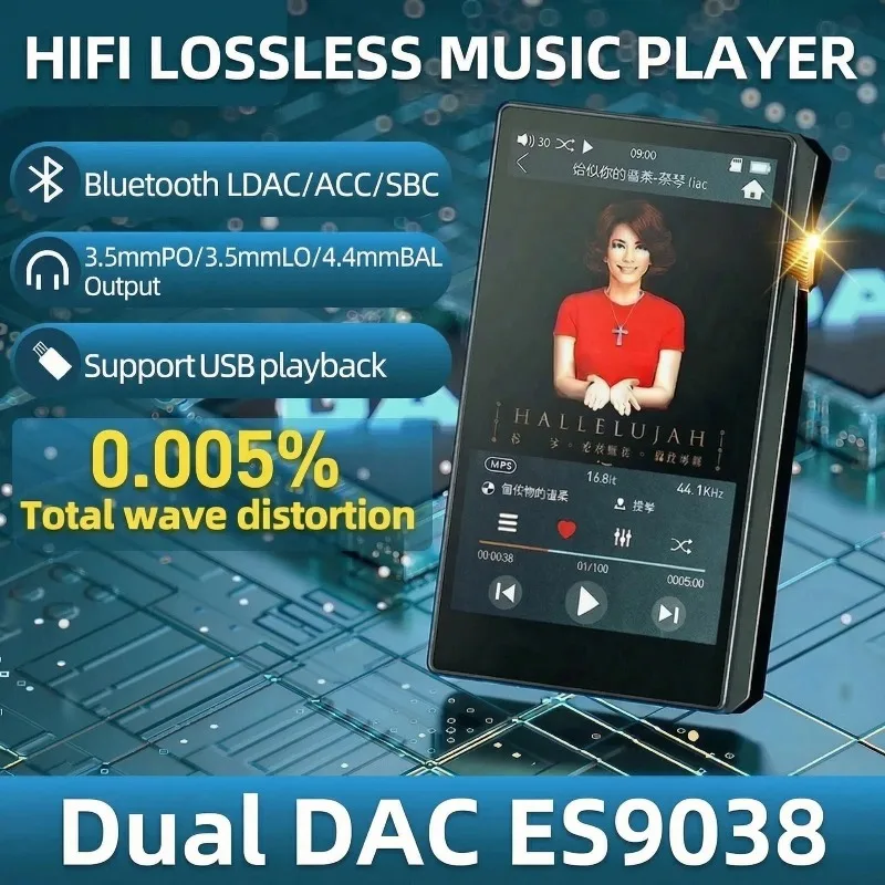 Reproductor de Música MP3 Aulavi C8, Audio de Alta Fidelidad sin Pérdidas, DSD512, Bluetooth 5.2, DAC USB Dual ES9038, Libro Electrónico