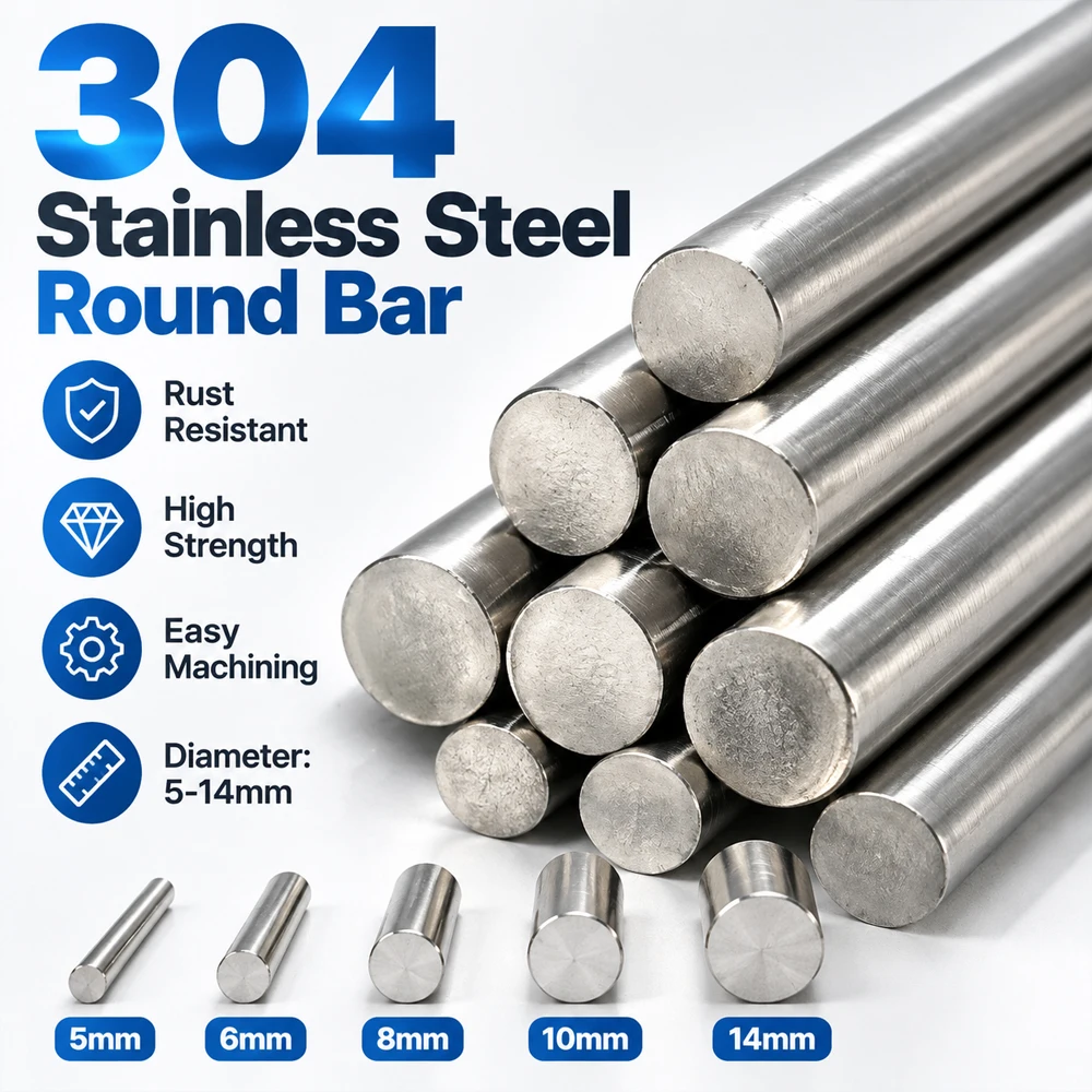 1/5Pcs 304 Stainlesss Steel Rod Linear Shaft, Metric Round Rod with 2-15mm Diameter, 125/200/250/330mm Length