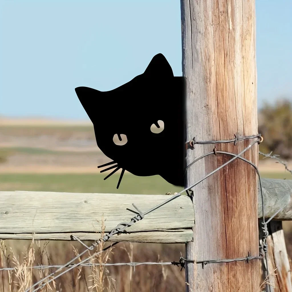 

metal iron Add A Touch of Whimsy To Outdoor Decoration Garden with Iron Silhouette Black Cat Head Wall Decor Garden Party Décor