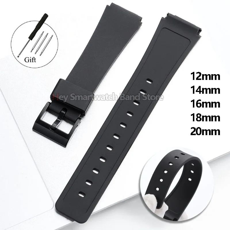 12mm 14mm 16mm 18mm 20mm Uhrenarmband für Casio F91W F84 F105/108 Harz-Armband für Männer und Frauen Universelles Wasserdichtes Silikon-Armband