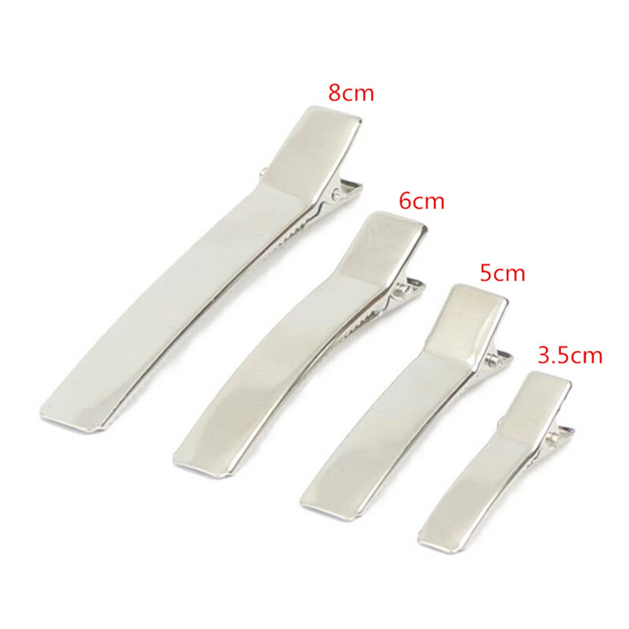 100Pcs 35mm 50mm 60mm 80mm 더블 프롱 악어 헤어 클립 금속 헤어 클립 Duckbill Hairpins for Girls DIY Jewelry Headwear