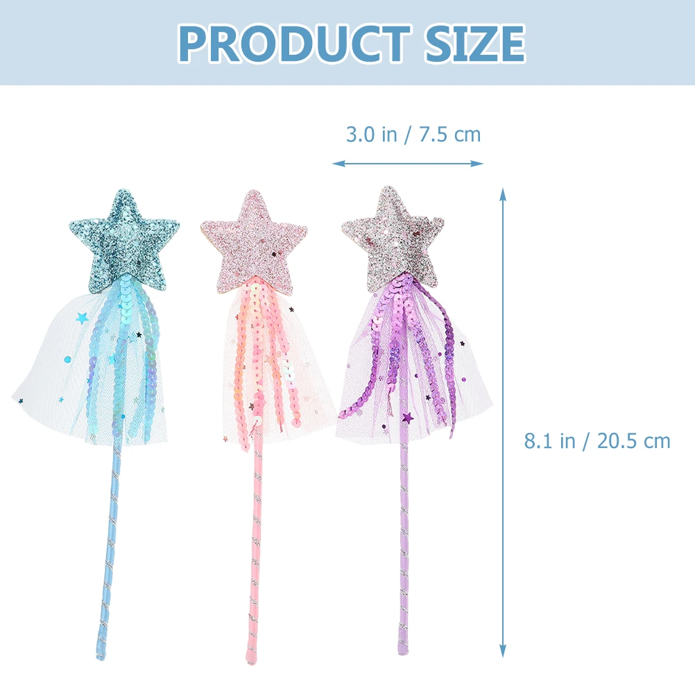 

3pcs Fairy W Lightweight Prop Star Tassel Design Girls Toy Stage Performance Party Photo