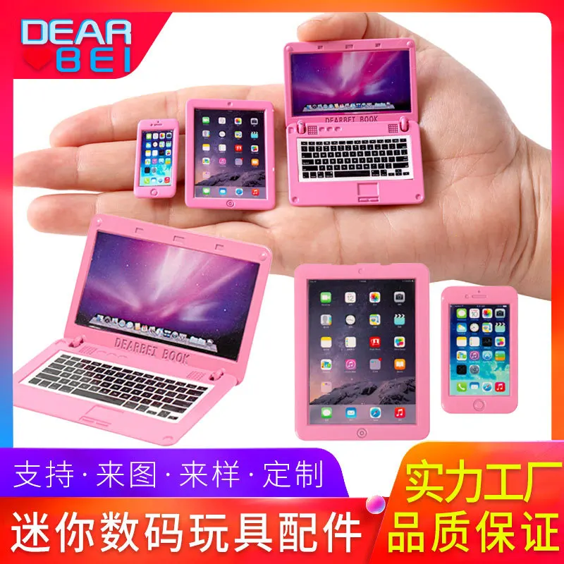 1:12 دمية الديكور لطيف محاكاة كمبيوتر لوحي صغير محمول الهاتف المحمول وسادة بيت الدمية مصغرة بيت الدمية هدية للأطفال