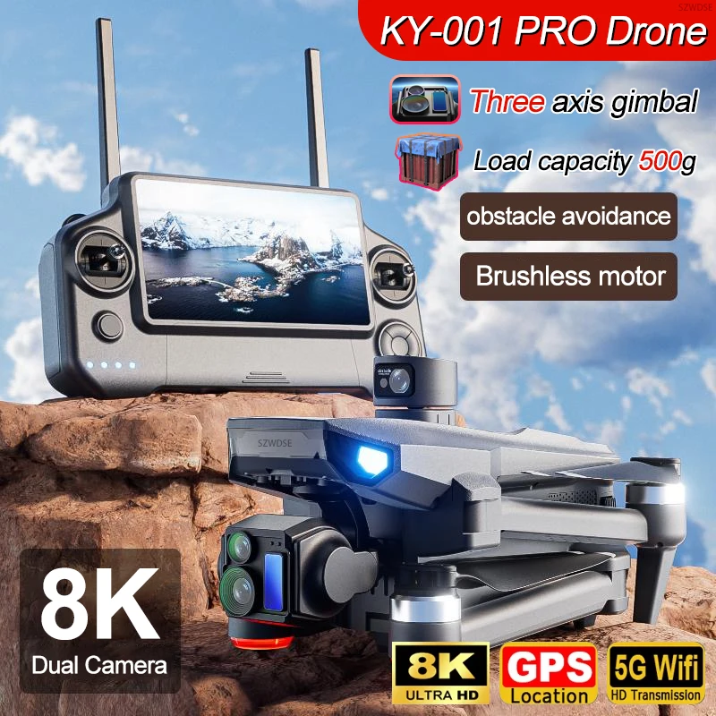

KY001 PRO GPS Дрон Стрельба с подсветкой 3-осевой подвес Бесщеточный стабилизатор для предотвращения препятствий Передача изображения 5G поставляется с воздушной капельницей