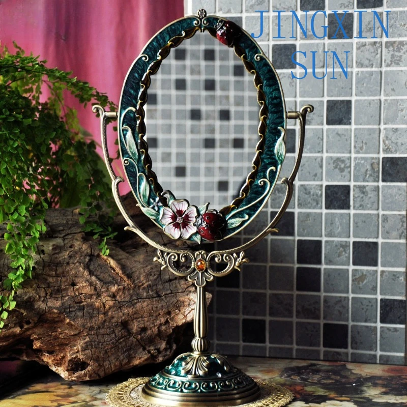 Glass Art Mirror Makeup Living Room European Style Vintage Mirror Wall Frame Espelho De Mesa Home Decoration Accessories