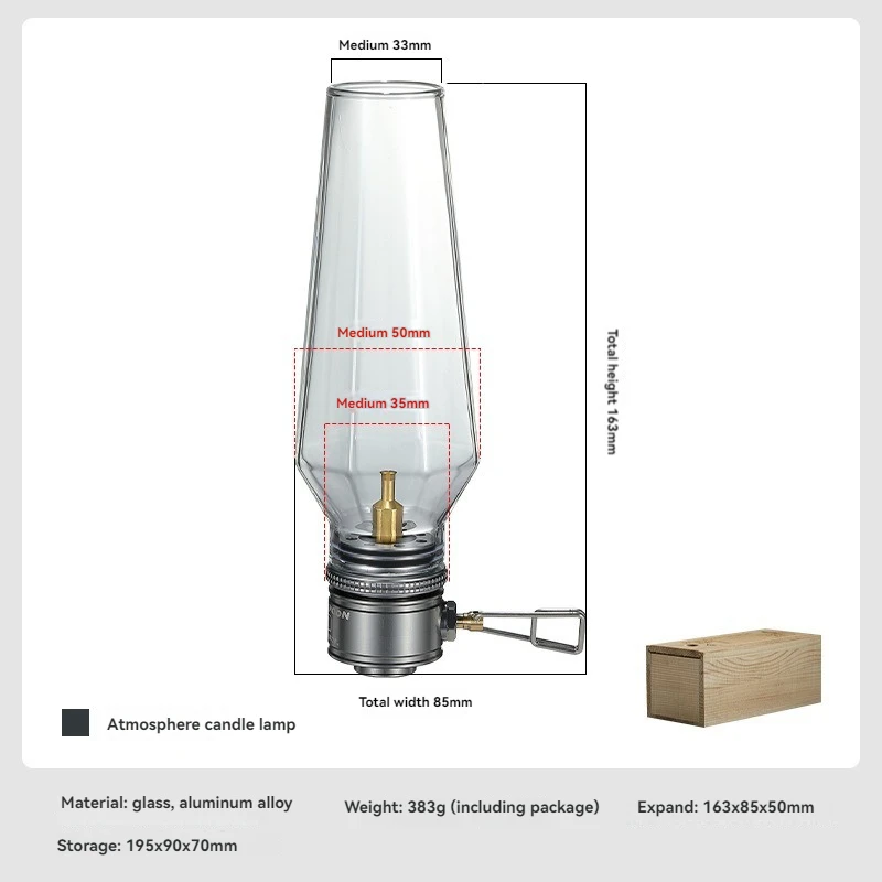 

CAMPINGMOON Coreless Candle Lamp Outdoor Gas Portable Lampshade Flame for Camping Flat Tent Gasification Atmosphere Lighting