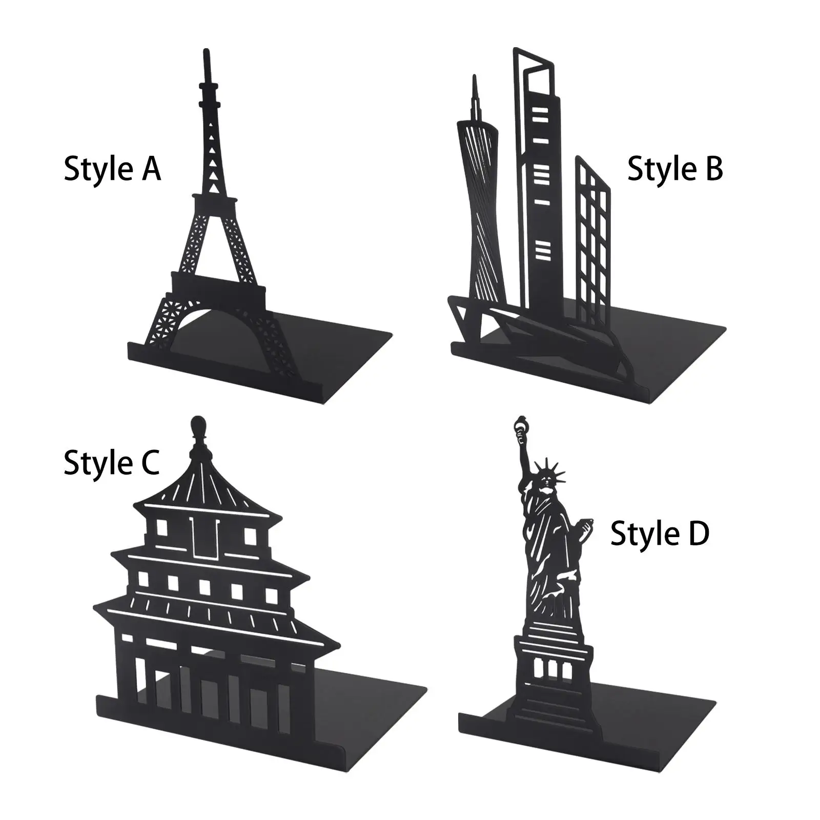 Architecture Silhouette Metal Bookend Book Ends Hollowed Out Anti Skid Book