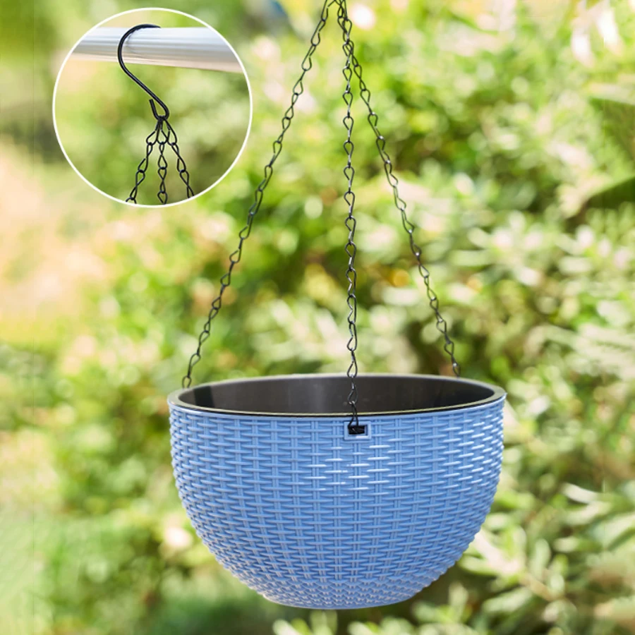 European Style Honeycomb Pattern Imitation Rattan Hanging Hanging Plastic Flower Pot Hanging Pot Indoor Hanging Basket