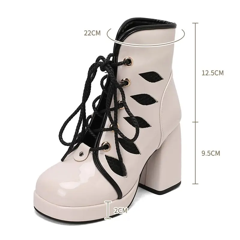 

ASILETO 2025 Модные женские ботильоны с круглым носком на блочном каблуке 9 см, платформа 2,5 см, шнуровка, дышащая сетка для свиданий Bota 41 42 43