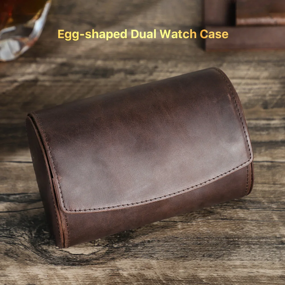 Vintage Genuine Leather Watch Box Roll 1/2/3/4/6/8 Slots Chic Portable Display Storage Boxes Travel High Quality Case Man Gift