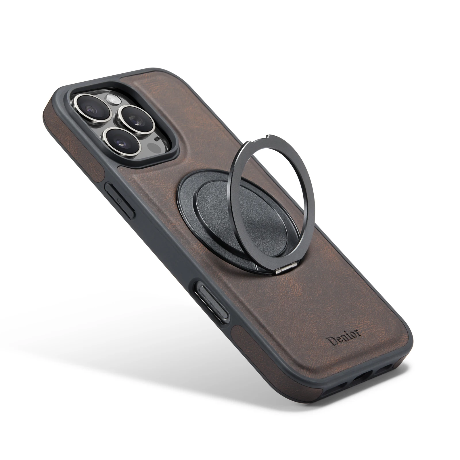 เคสหนังหรูหราสำหรับโทรศัพท์มือถือ iPhone 13 14 15 16 17 Pro Max Plus 17 AiR พร้อมขาตั้งแม่เหล็กและฝาป้องกัน