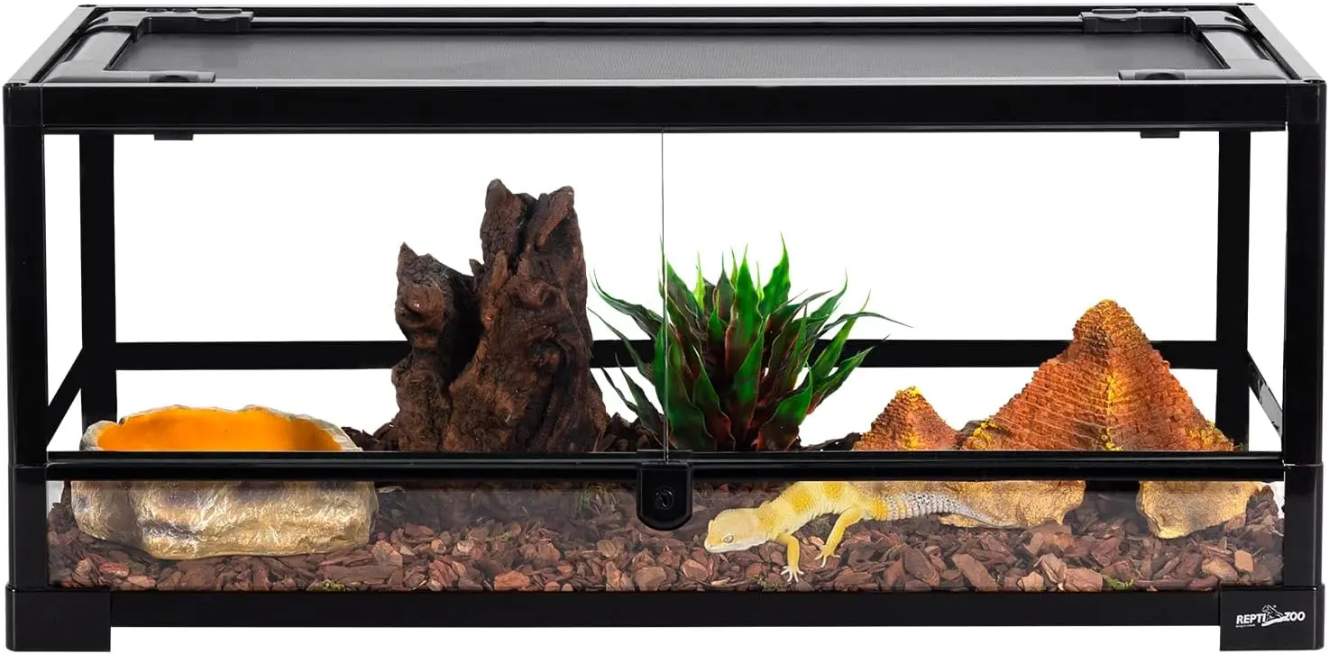 Glass Reptile Terrarium 20 Gallon, Front Opening Reptile Tank 30