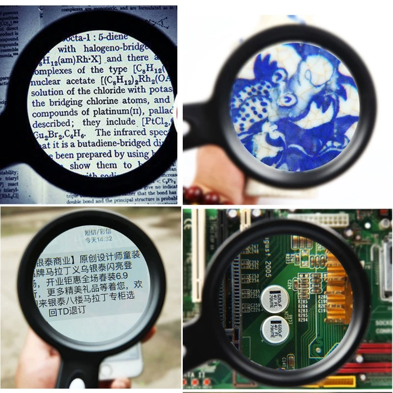 Lighted Magnifying Glass-10X Hand held Large Reading Magnifying Glasses with 12 LED Illuminated Light for Seniors Repair