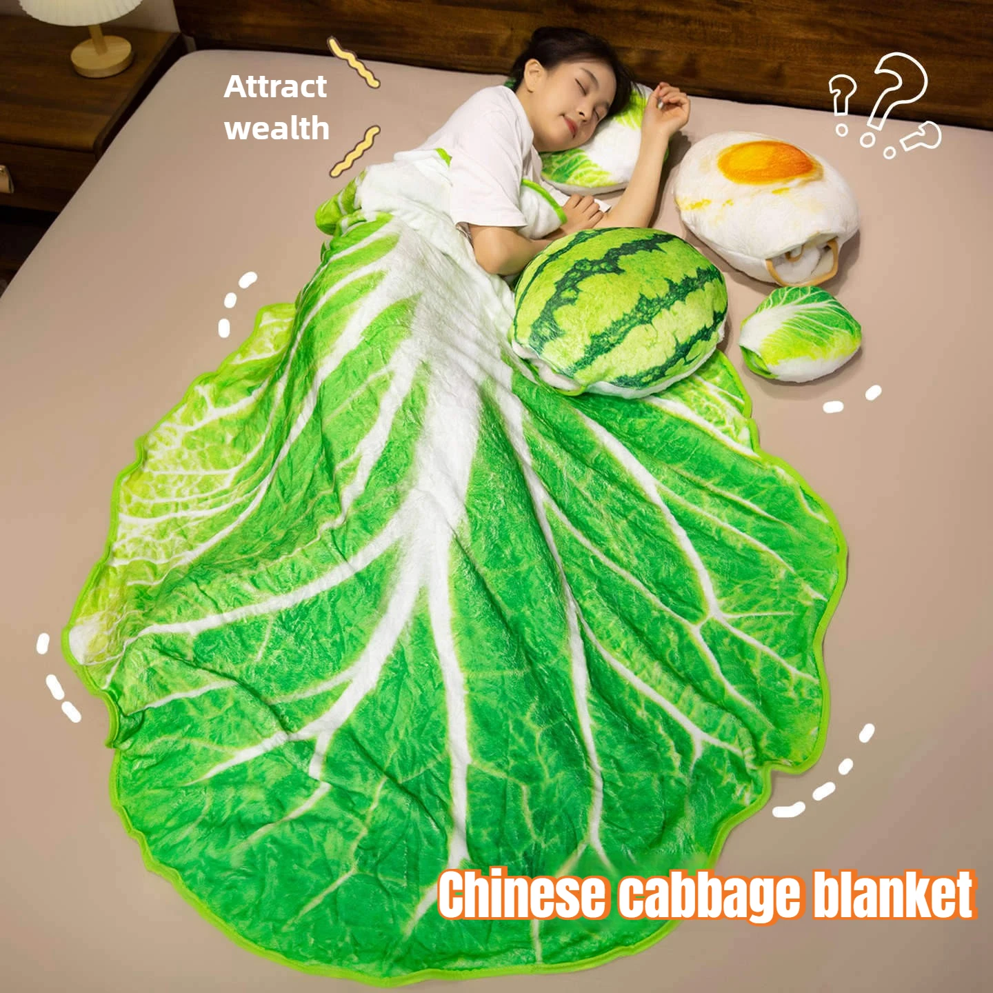 Kooldeken Microfiber beddengoed Creatieve uitstraling Leuke groentedeken Pluche zachte dutjedeken voor gezellig decor Thuisbank