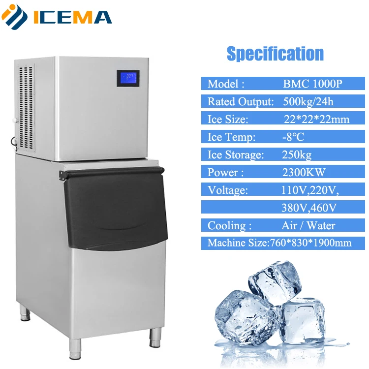 Hot 500kg  Ice Making Machine Automatic Cube Ice Maker Machine for Commercial