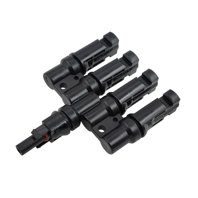 1 Pair IP67 Approved 4 to 1 Male With Female Solar PV Connector T Type Solar 100% PP0 Parallel DIY Solar Kits System T Branch