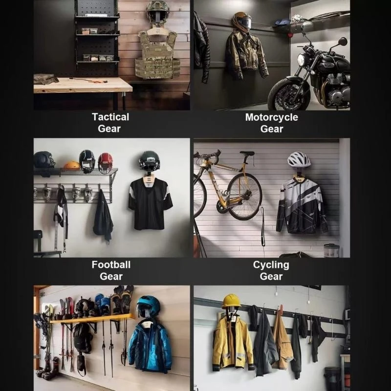 

Wall Mount Helmet Holders Gear Display Stand for Cycling Skiing Clothes Equipment Gear Storage with Hook
