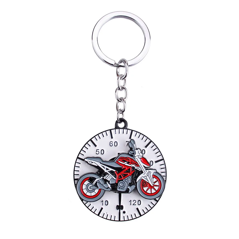 New Motorcycle Keychain simulation locomotive Pendant Rotatable Metal Keychains Speed Dial Keyring For Men Car Women Bag Jewelry