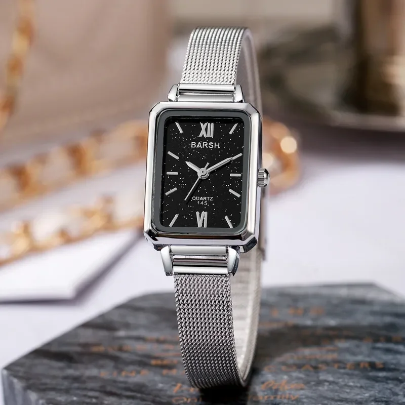 Brand Women\'s Small Green Watch Rectangular Dial Luxury Gift Quartz Wristwatches Korean Steel Band Student Watch Dropshipping