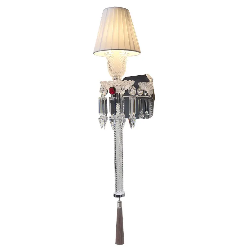 

Aisle crystal wall lamp European luxury wall living room lamp bedroom bedside cloth cover crystal lamp