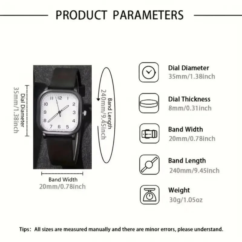 Fashion Square Men Waterproof Watches Simple Luminous Quartz Wristwatches Leather Band Men Business Wristwatches Reloj Hombre