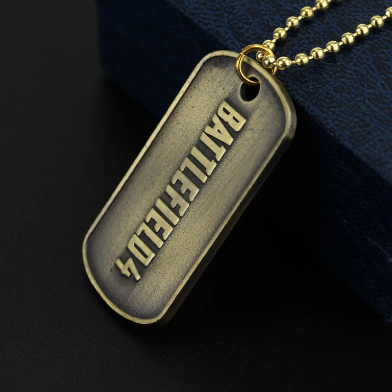 Fashion Jewelry BF4 Battlefield 4 Dog Tag badges Military Card Necklaces Pendants antique Bronze and Tin Necklace for men