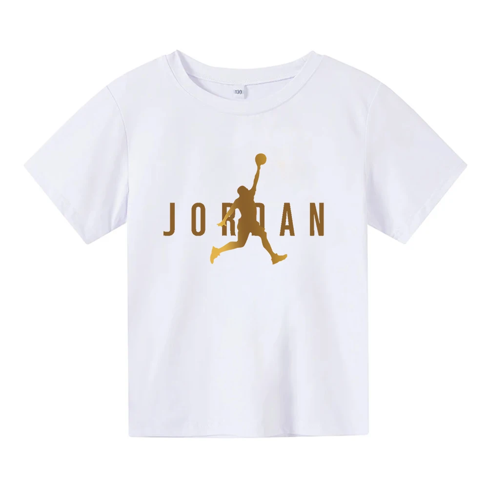 Summer Children Casual Brand Jordan Pattern Cotton Breathable Teen T-shirt Sport Fashion Kid Short Sleeve Top Boy Girl Clothes