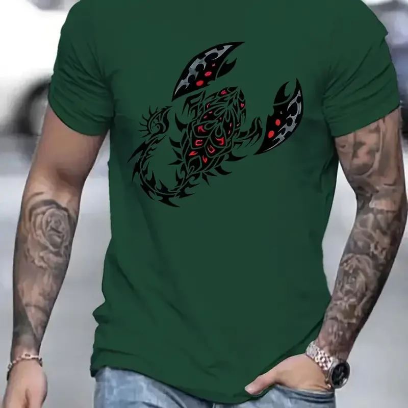 Scorpion Men\'s T-Shirt Crossfit Tees Casual Short Sleeved Tops Animal Graphics Print Shirt Oversized T-Shirt For Men Clothing