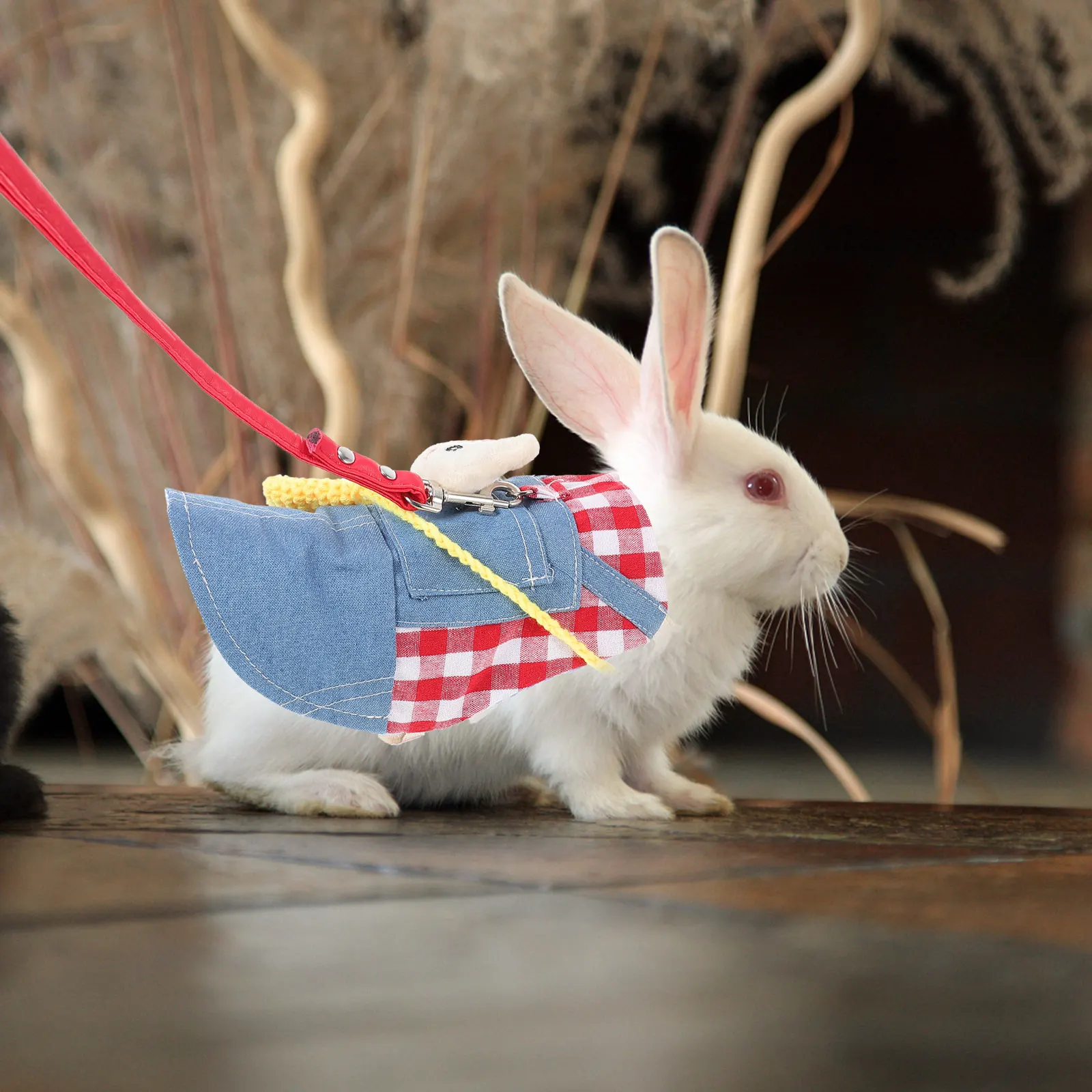 

1Set Pet Clothing Rabbit Outfit Hat Bunny Clothes Lightweight Harness Rope Small Pet Clothes Suitable Outdoor Use