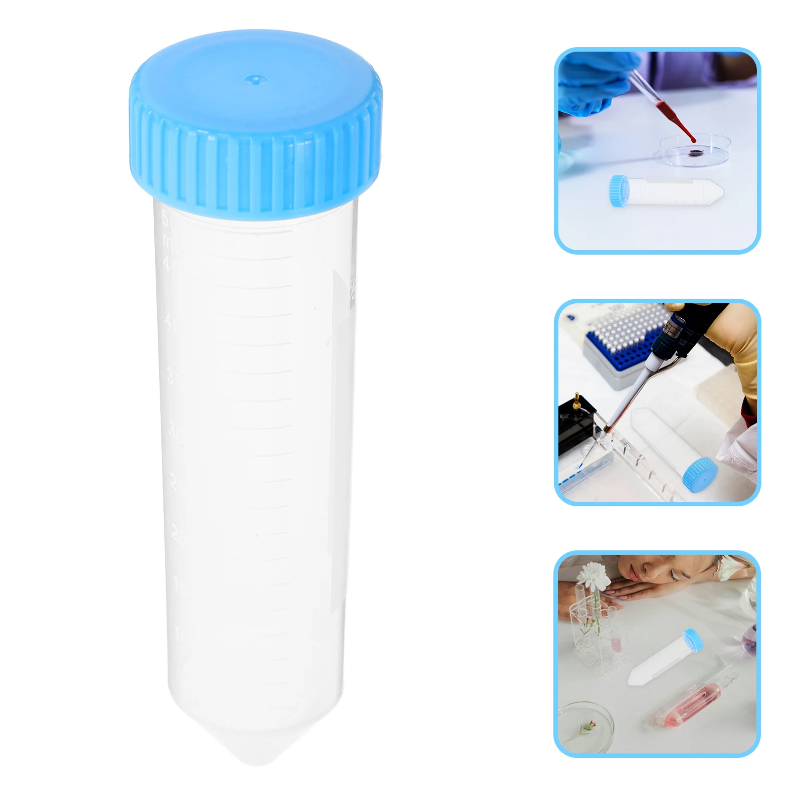 50PCS 50ml Pointed Head Centrifuge Tube with Screw Sample Supply Blue Centrifuge Tube Container Centrifuge Tube Can