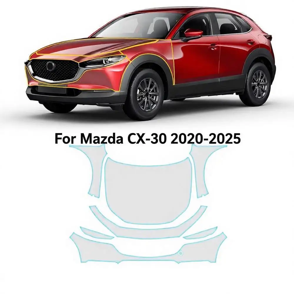 

Для Mazda CX-30 2020-2025: Защитная пленка из ТПУ для бампера, предварительно вырезанная, матовая и прозрачная, с эффектом самовосстановления, от царапин, на заказ
