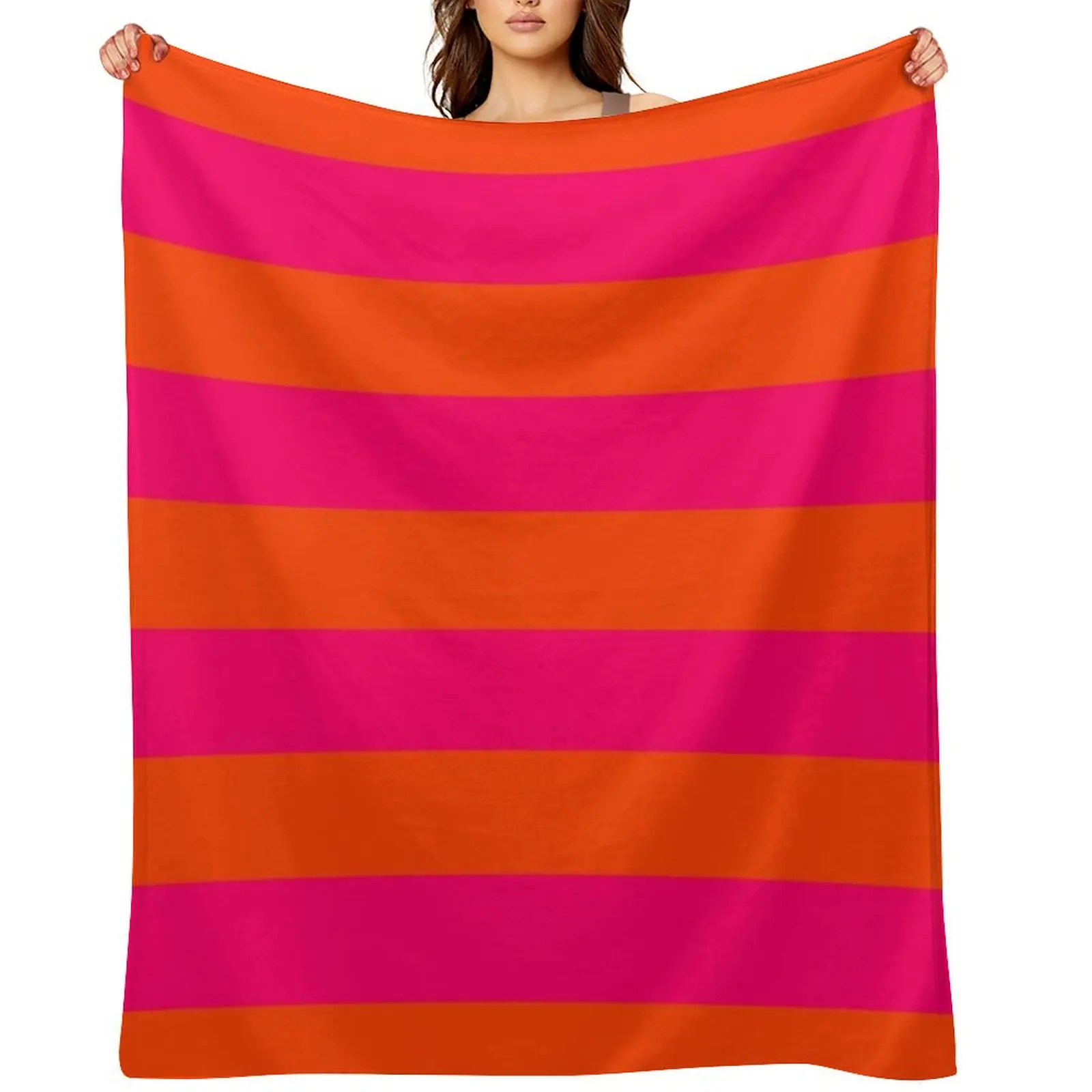 

Bright Neon Pink and Orange Horizontal Cabana Tent Stripes Throw Blanket Fashion Sofas Bed Fashionable halloween Large Blankets