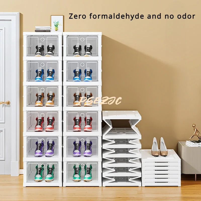 Household Multi-layer Shoe Storage Cabinet Dustproof Shoe Box Simple Plastic Transparent Foldable Shoe Cabinet