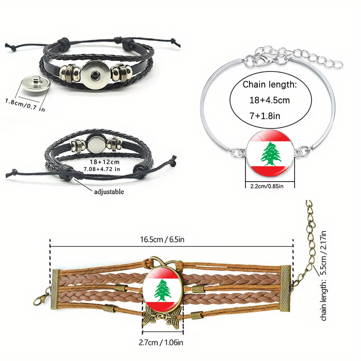 Lebanon Flag Bracelet Lebanese Flag Glass Dome Bracelet Patriot Gift