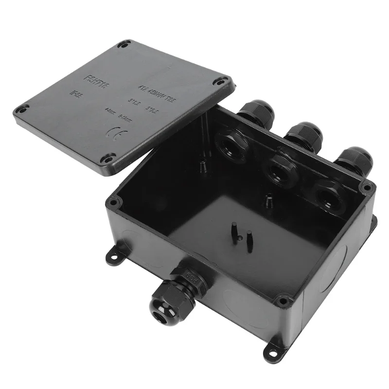 Waterproof Junction Box Outdoor Cable Connector Case Electronic Enclosure IP68 PC Black